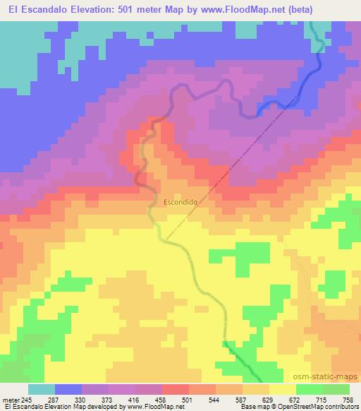 El Escandalo,Nicaragua Elevation Map