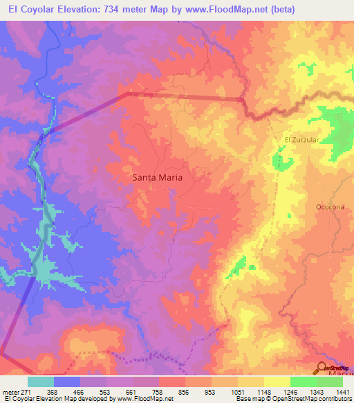 El Coyolar,Nicaragua Elevation Map