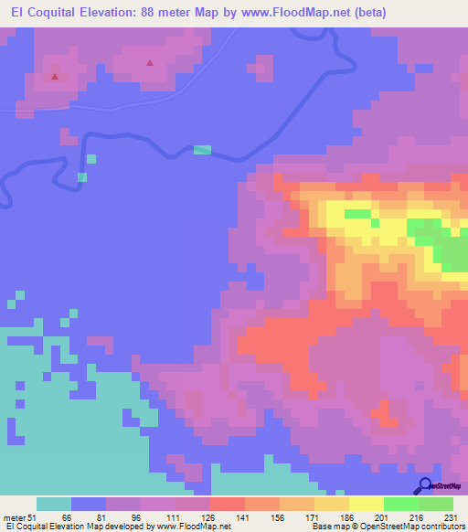 El Coquital,Nicaragua Elevation Map