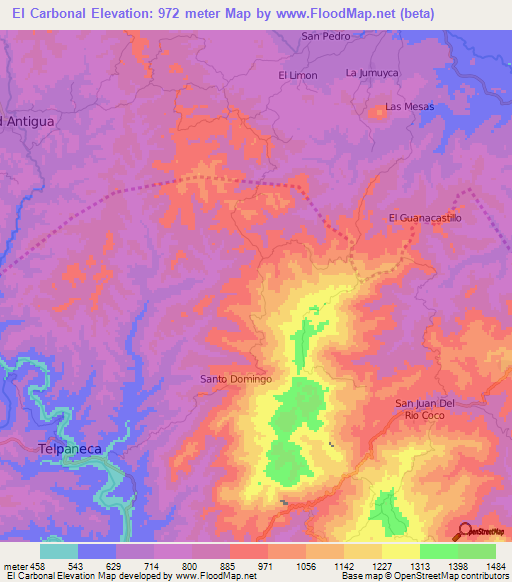 El Carbonal,Nicaragua Elevation Map