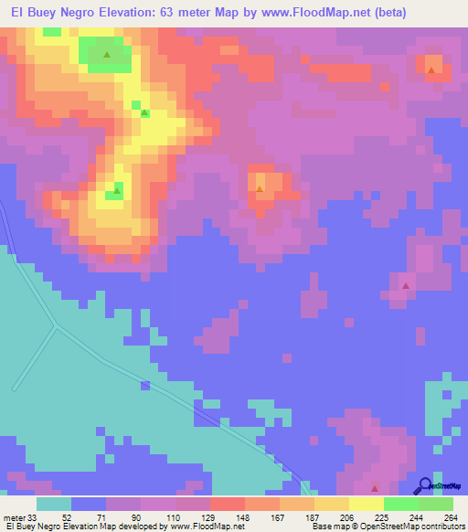El Buey Negro,Nicaragua Elevation Map