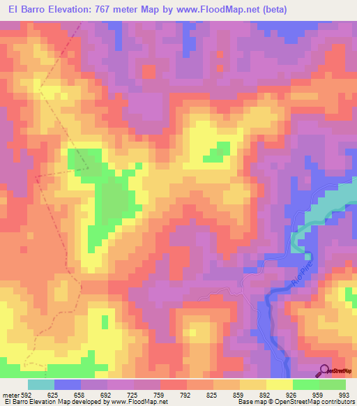 El Barro,Nicaragua Elevation Map