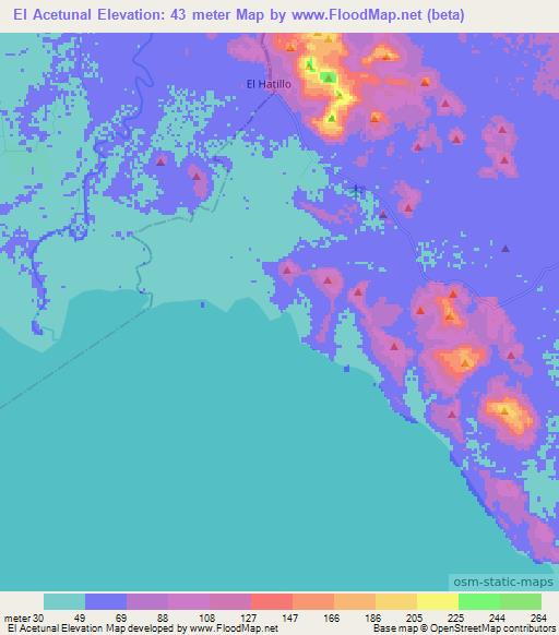 El Acetunal,Nicaragua Elevation Map