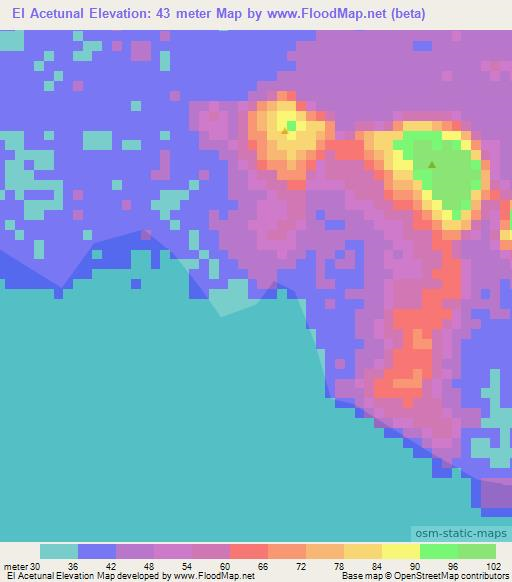 El Acetunal,Nicaragua Elevation Map