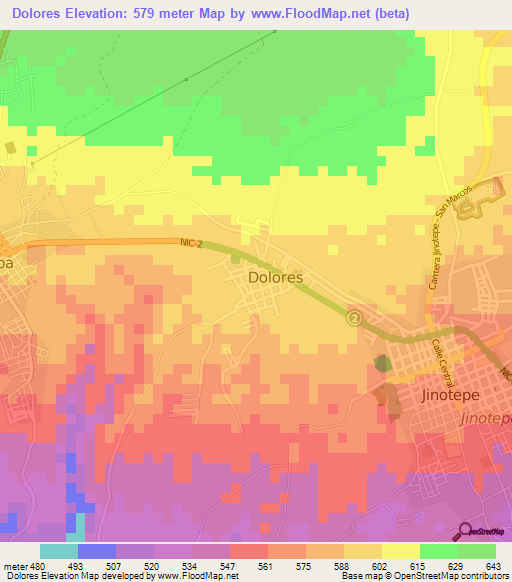 Dolores,Nicaragua Elevation Map