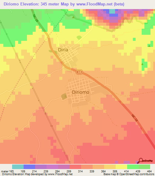 Diriomo,Nicaragua Elevation Map