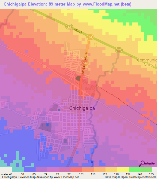 Chichigalpa,Nicaragua Elevation Map