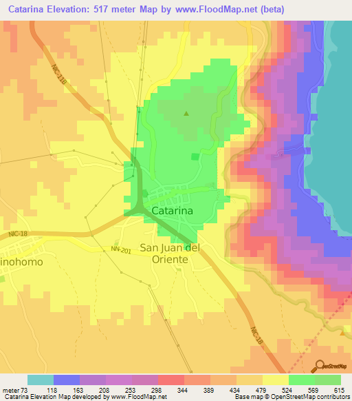 Catarina,Nicaragua Elevation Map