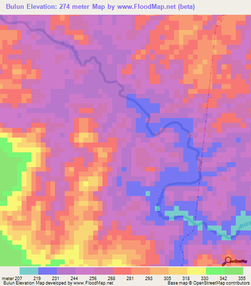Bulun,Nicaragua Elevation Map