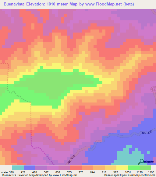 Buenavista,Nicaragua Elevation Map