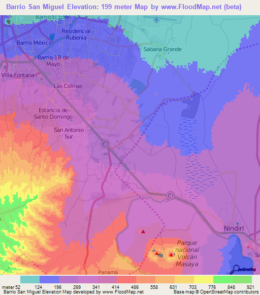 Barrio San Miguel,Nicaragua Elevation Map
