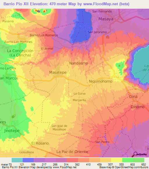 Barrio Pio XII,Nicaragua Elevation Map