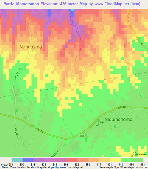 Barrio Momotombo,Nicaragua Elevation Map