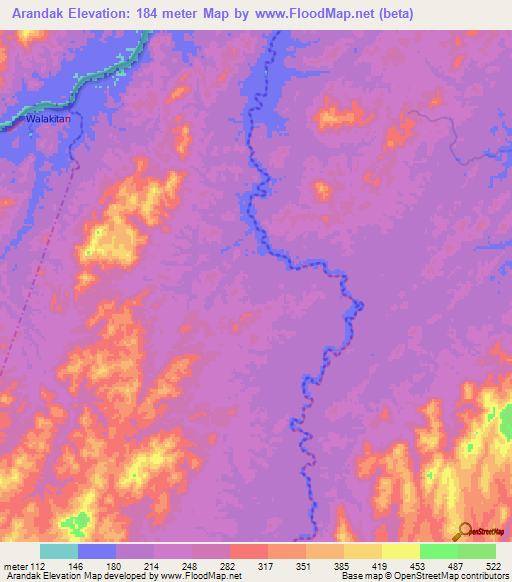 Arandak,Nicaragua Elevation Map
