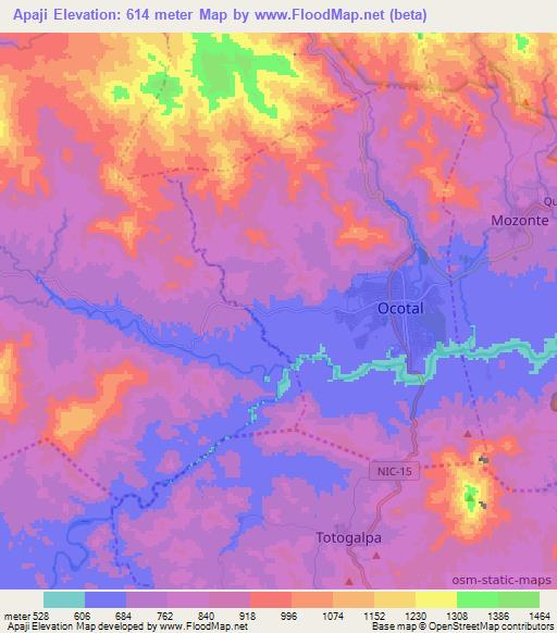 Apaji,Nicaragua Elevation Map