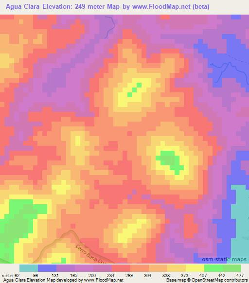 Agua Clara,Nicaragua Elevation Map