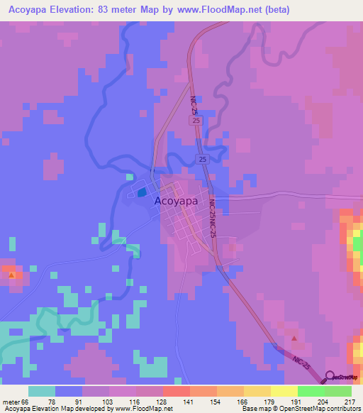 Acoyapa,Nicaragua Elevation Map