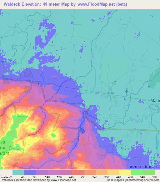 Waldeck,Costa Rica Elevation Map