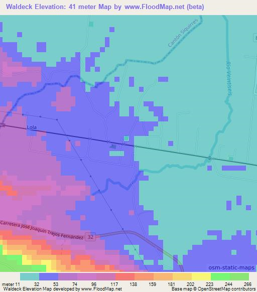 Waldeck,Costa Rica Elevation Map