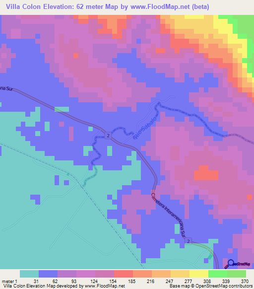 Villa Colon,Costa Rica Elevation Map