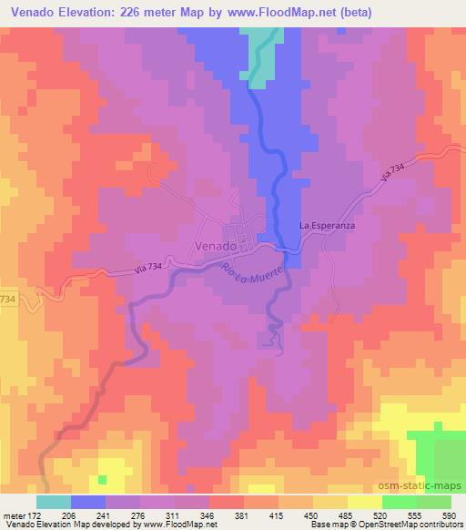 Venado,Costa Rica Elevation Map