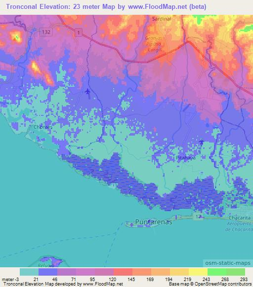 Tronconal,Costa Rica Elevation Map
