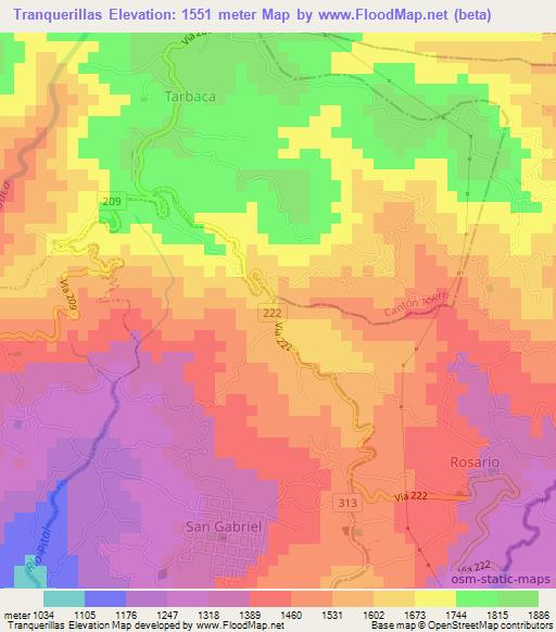 Tranquerillas,Costa Rica Elevation Map