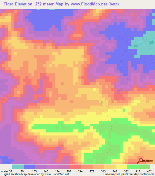 Tigra,Costa Rica Elevation Map