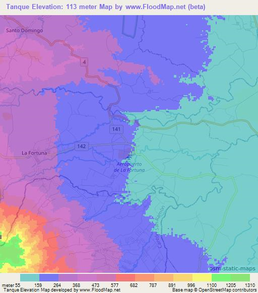 Tanque,Costa Rica Elevation Map
