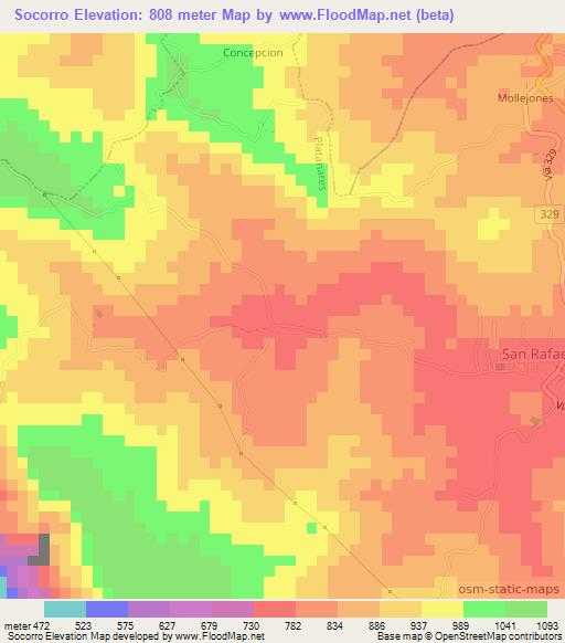 Socorro,Costa Rica Elevation Map