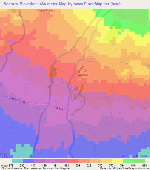 Socorro,Costa Rica Elevation Map