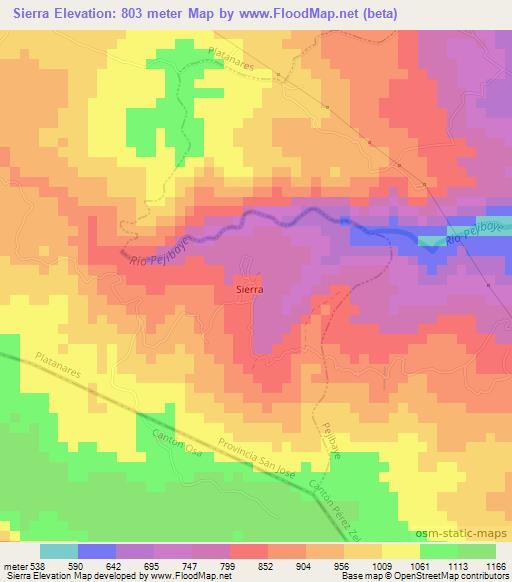 Sierra,Costa Rica Elevation Map