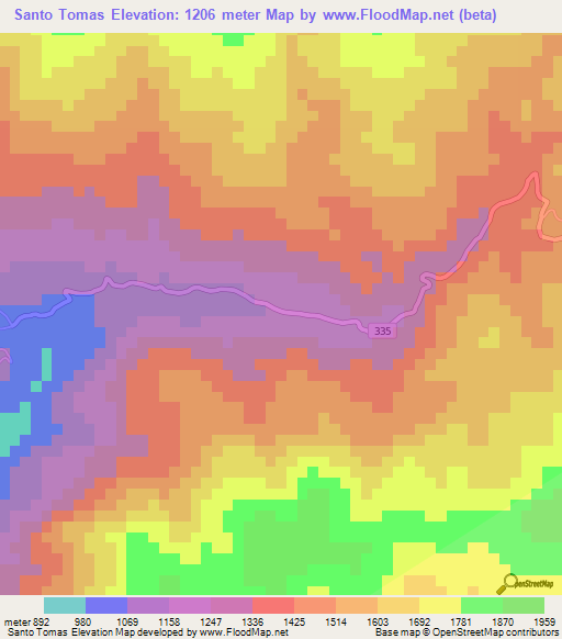 Santo Tomas,Costa Rica Elevation Map