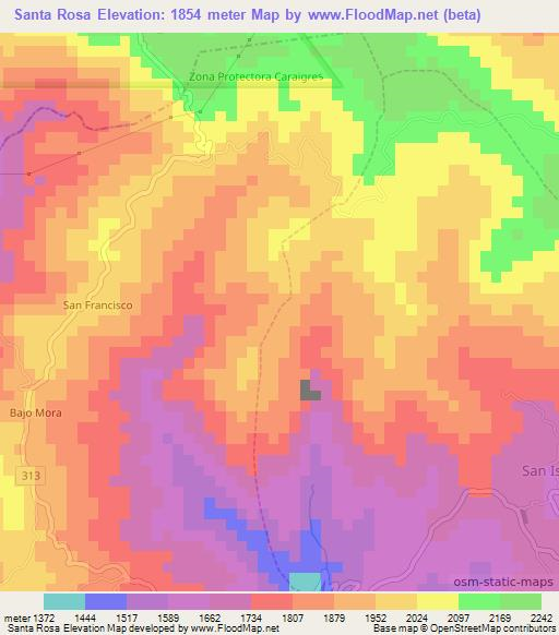 Santa Rosa,Costa Rica Elevation Map