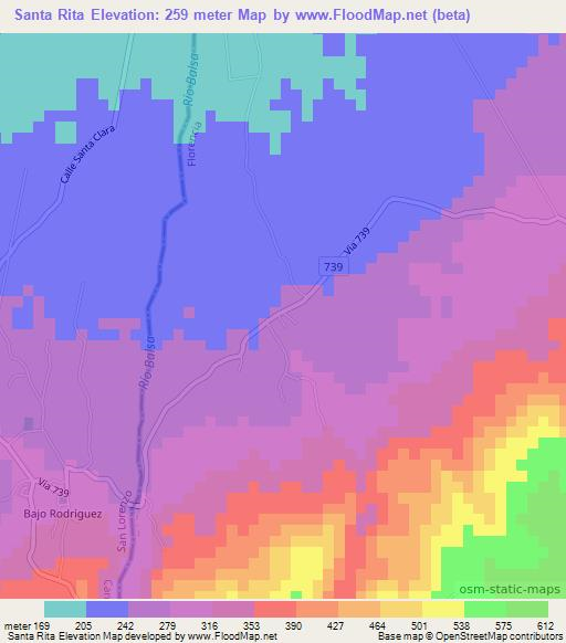 Santa Rita,Costa Rica Elevation Map