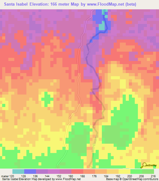 Santa Isabel,Costa Rica Elevation Map