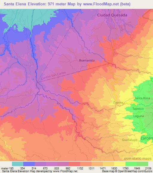 Santa Elena,Costa Rica Elevation Map