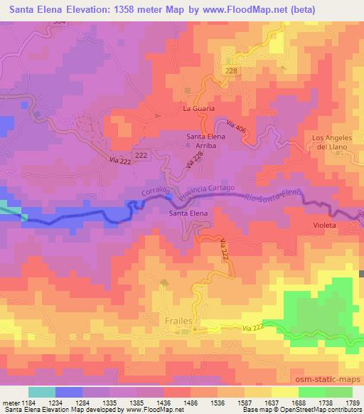 Santa Elena,Costa Rica Elevation Map