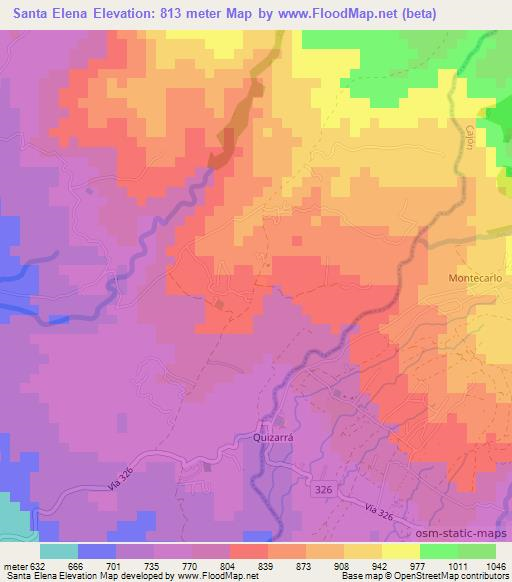 Santa Elena,Costa Rica Elevation Map