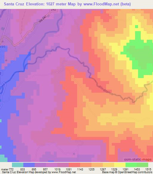 Santa Cruz,Costa Rica Elevation Map