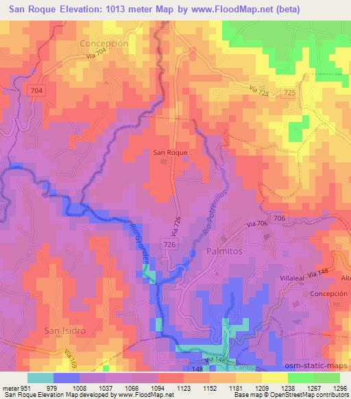 San Roque,Costa Rica Elevation Map