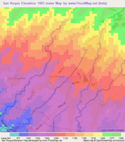 San Roque,Costa Rica Elevation Map