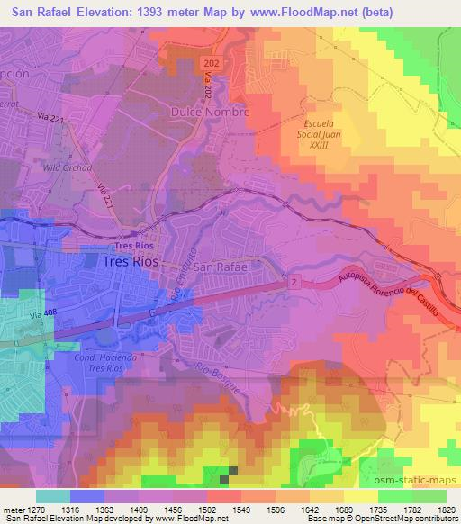 San Rafael,Costa Rica Elevation Map