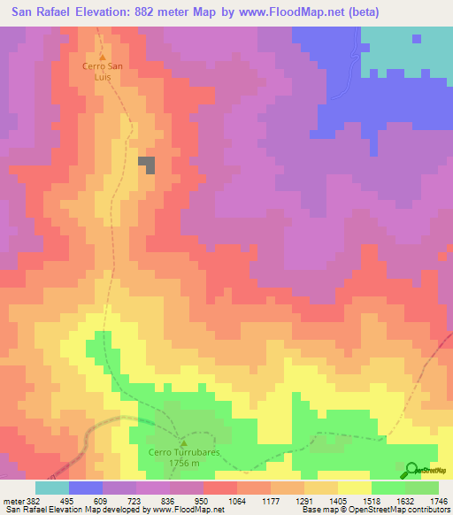 San Rafael,Costa Rica Elevation Map