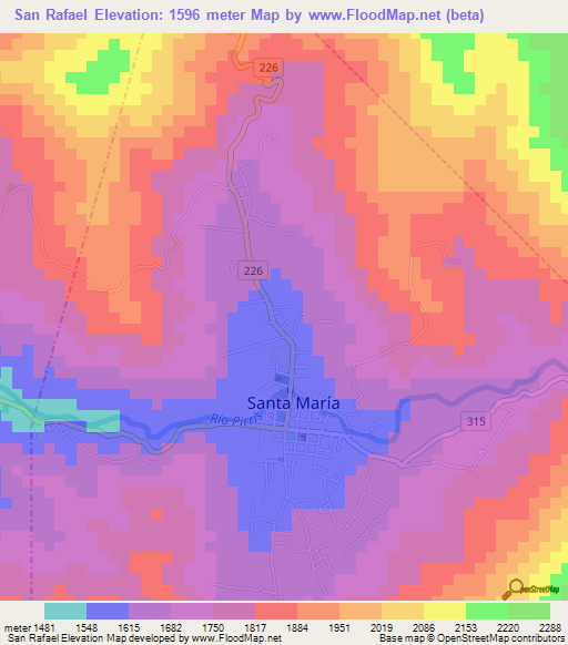 San Rafael,Costa Rica Elevation Map