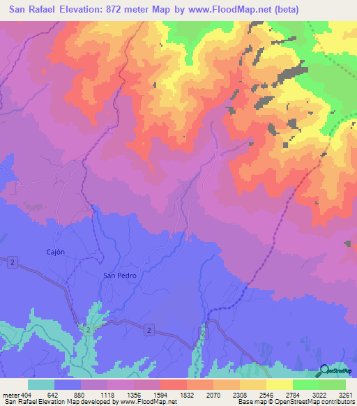San Rafael,Costa Rica Elevation Map