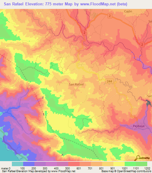 San Rafael,Costa Rica Elevation Map