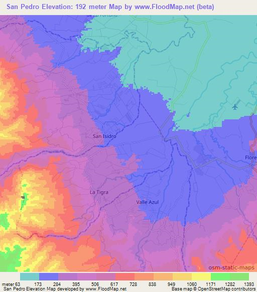 San Pedro,Costa Rica Elevation Map