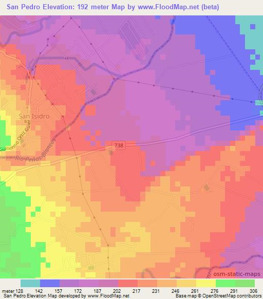 San Pedro,Costa Rica Elevation Map