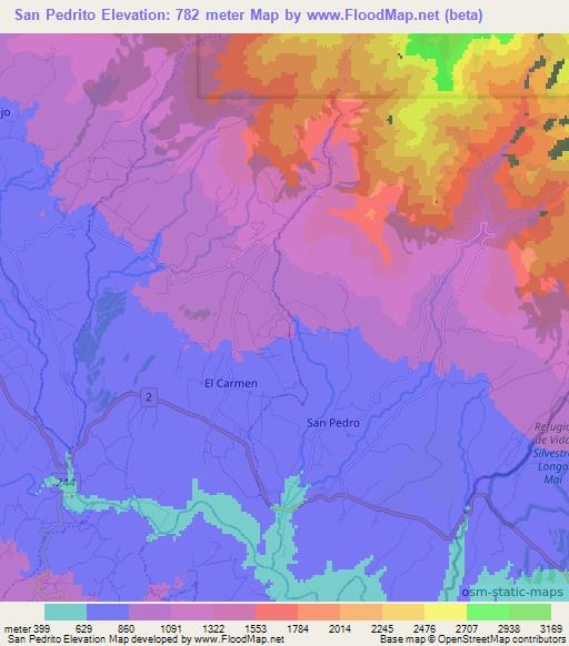 San Pedrito,Costa Rica Elevation Map